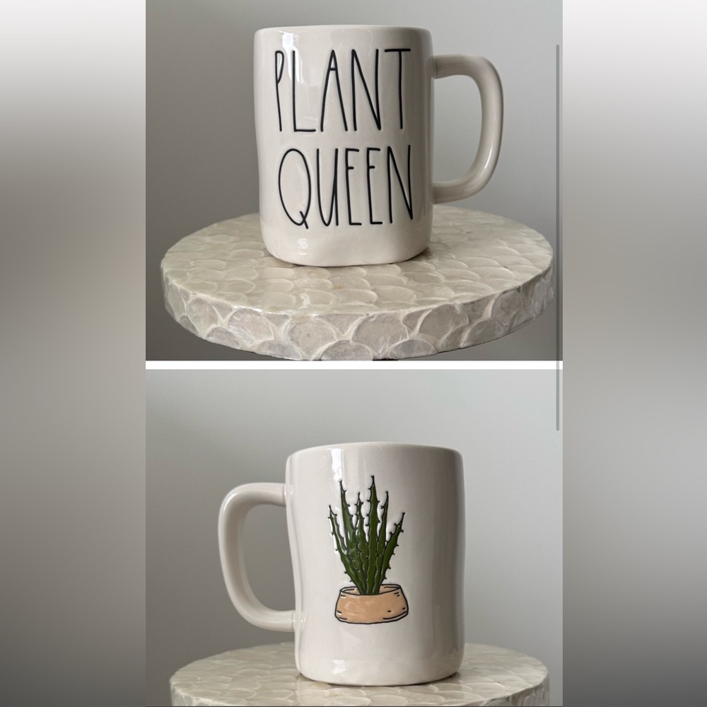 Rae Dunn 'PLANT QUEEN' Double-Sided Mug with Cactus Image on Back